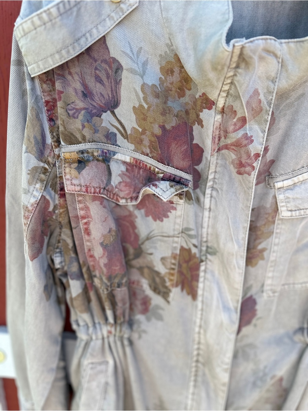 Sundance Floral Drawstring Utility Jacket - Taupe & Mauve - Picture 3 of 10